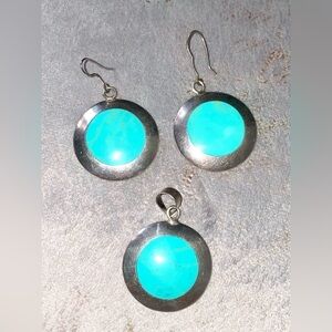 Silver 925  and Turquoise Jewelry Set . Luxury Beauty!
